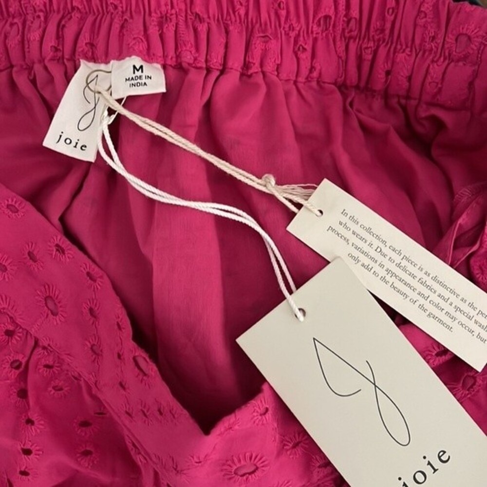 Joie High Low Eyelet Broderie Anglaise Skirt Tiered Pink M NWT Cotton Boho Fairy - Picture 3 of 7